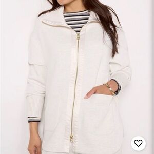 Varley Ivory Marl Zip-Up Cardigan size XS